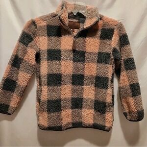 Pink /Grey Sherpa Girlie Girl Originals CC Kids 1/4 Zip Pullover Youth Small